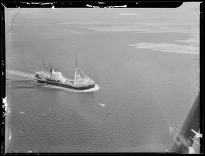 Aerial of ice clad ship