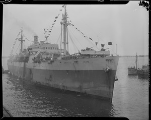 Ship with flag is a liberty ship - SS Goethals