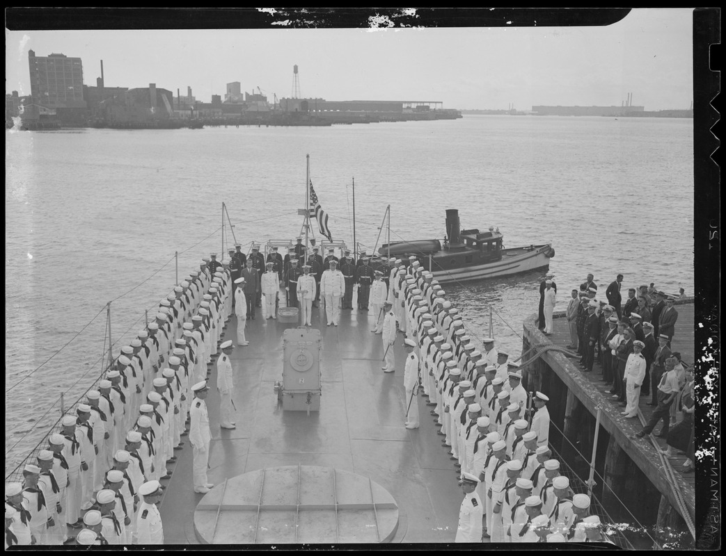 Ceremony aboard Navy ship, Boston Harbor