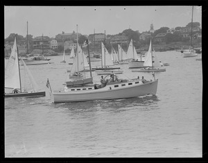 Sailboats, powerboat - where? Marblehead?