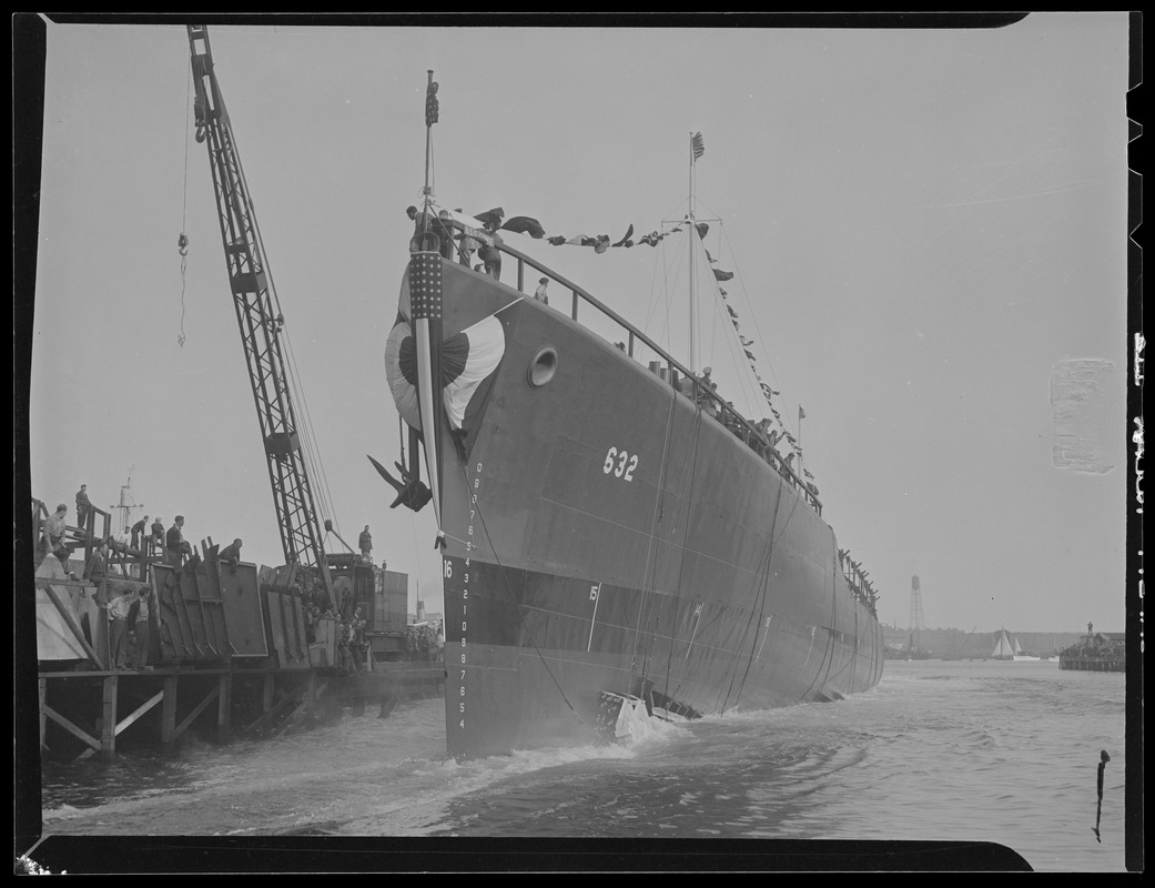 Launching USS Cowie, Boston Navy Yard