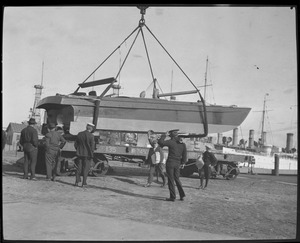 Power launch on flatbread car, Navy Yard