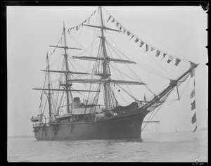 Training ship "Nantucket" bedecked with flags