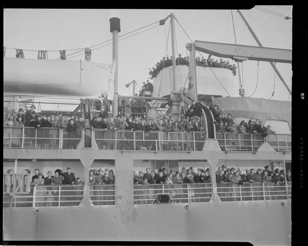 Visitors aboard the USS general Omar Bundy