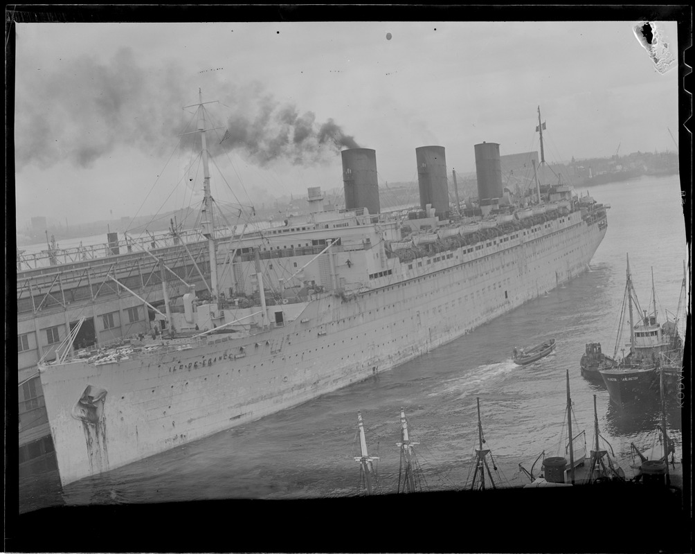 SS Ile de France, Boston Harbor - Digital Commonwealth