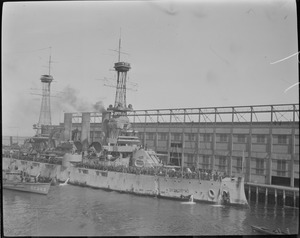 U.S. Navy ship coming into dry dock at Navy Yard