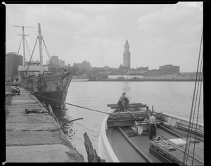 The "Vagabond Prince" and her tow, tied up to Fan Pier