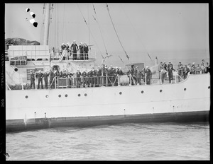 Sailors and visitors aboard Coast Guard ship USS Bibb
