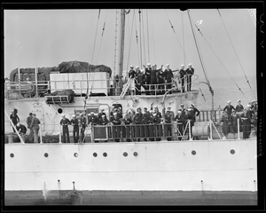 Sailors and visitors aboard Coast Guard ship USS Bibb