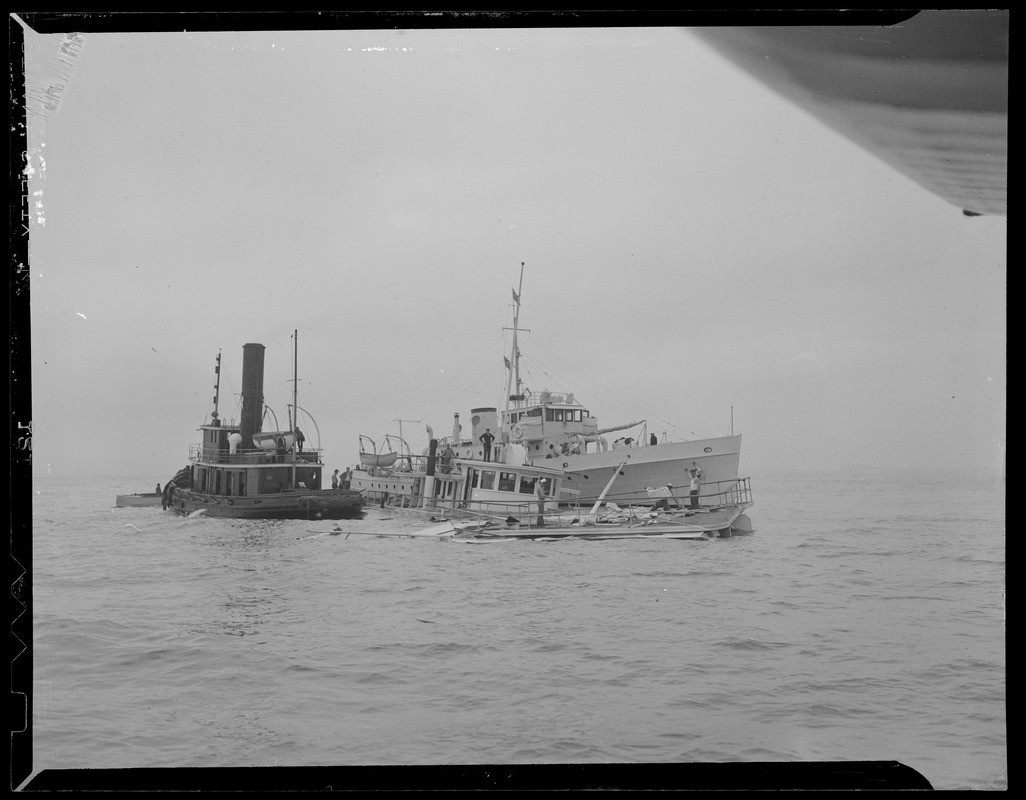 The SS Romance after she was rammed and sunk by the SS New York off Boston light