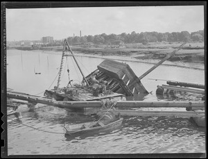 Tremont Dredging Co. Dredge overturns in the Malden River