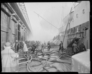 Fire aboard ship at dock