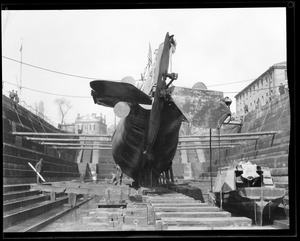 US sub S-19 in navy yard drydock. She ran aground on Nauset Beach in Orleans, MA on January 12, 1925, was marooned until March 20, 1925.