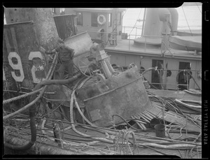 Sub "Squalus" tilted at awkward angle at Portsmouth Navy Yard