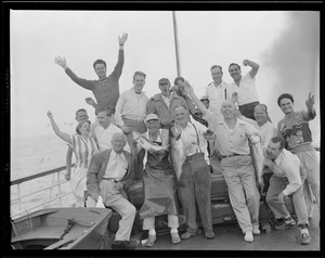 Group aboard fishing boat