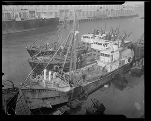 Trawlers at fish pier during swordfish days