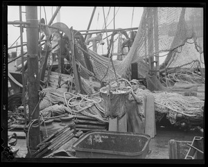 Scenes at fish pier during swordfish days