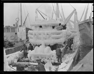 Trawler covered in ice