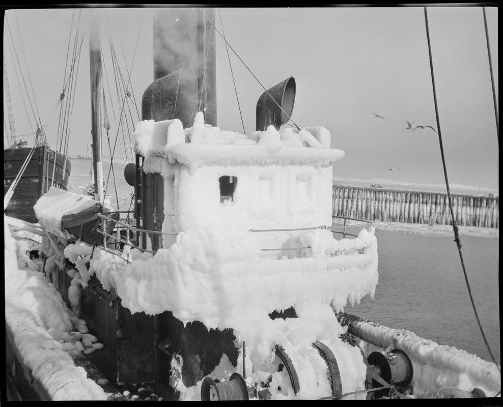 Ice covered fishing boats