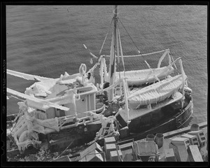 Trawler "Breaker" at fish pier, covered with ice