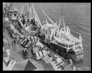 Trawler "Breaker" at fish pier, covered with ice