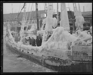 Ice covered trawler "Mary & Julian," "Angie & Flore. . ."