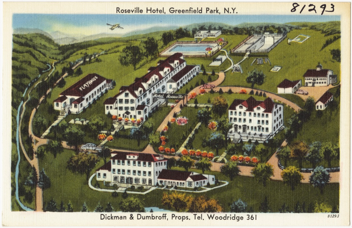 Roseville Hotel, Greenfield Park, N.Y. Dickman & Dumbroff, Props. Tel. Woodridge 361