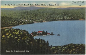 Rocky Point and Inlet, Fourth Lake, Fulton Chain of Lakes, P. O. Inlet, N. Y., Adirondack Mts.