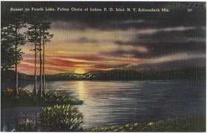 Sunset on Fourth Lake, Fulton Chain of Lakes, P. O. Inlet, N. Y., Adirondack Mts.