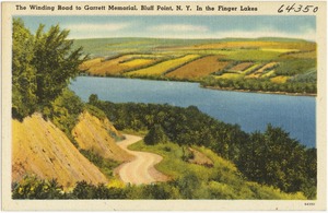 The winding road to Garrett Memorial, Bluff Point, N. Y. in the Finger Lakes.
