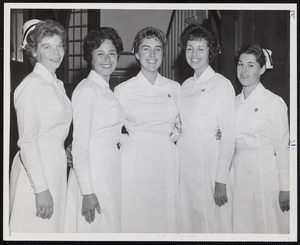 Five students of the Faulkner Hospital School of Nursing