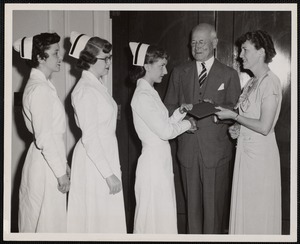 Faulkner Hospital School of Nursing graduates receiving diplomas