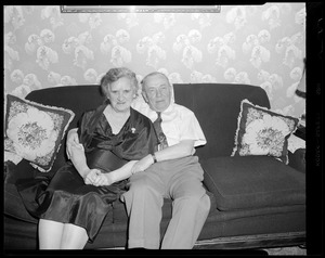 Mae and Art Kinsey on Dyan's christening day, Lowell