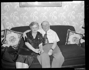 Mae and Art Kinsey on Dyan's christening day, Lowell