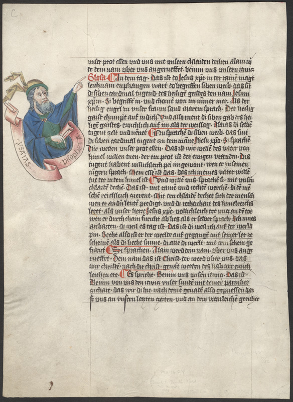 Single leaf from an unidentified 15th-century commentary on Isaiah 3 and 4