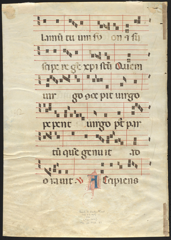 Single leaf from a 14th-century antiphonal