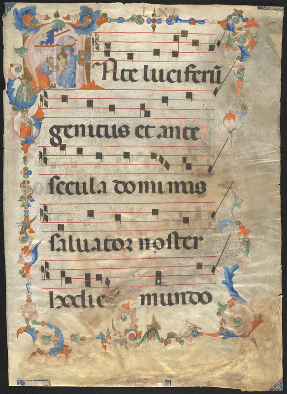 Single leaf from a 14th-century antiphonal