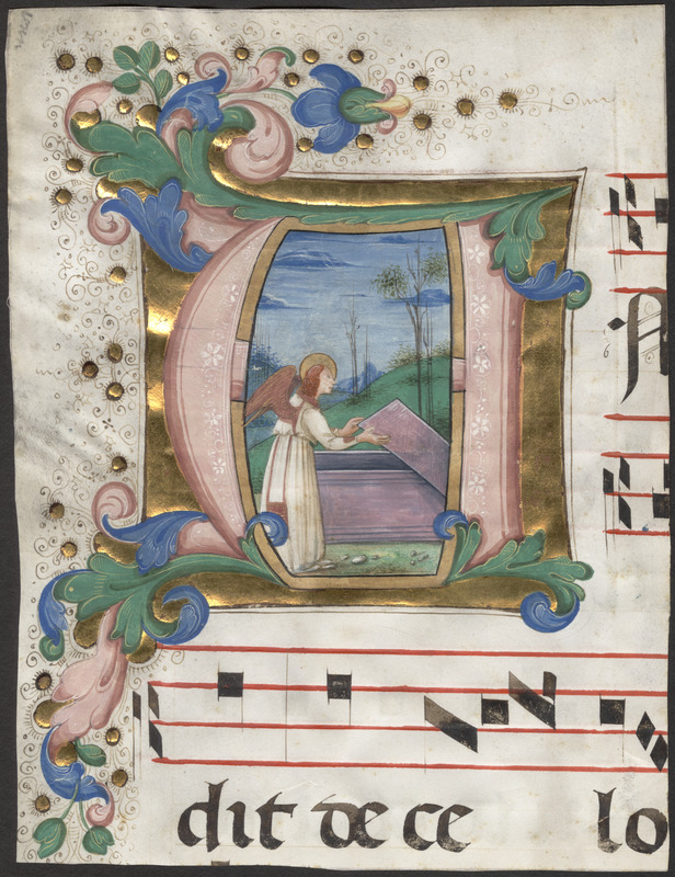 Cutting of initial A from a 15th-century antiphonal