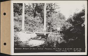 Beaver Brook at weir below Pepper's mill pond dam, Ware, Mass., 8:25 AM, Jun. 22, 1936