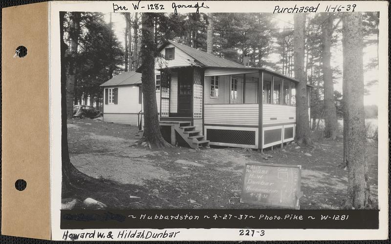 Howard W. and Hilda A. Dunbar, camp, Hubbardston, Mass., Apr. 27, 1937