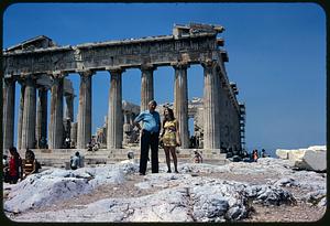 Edmund Mitchell and unidentified woman at the Parthenon, Athens, Greece