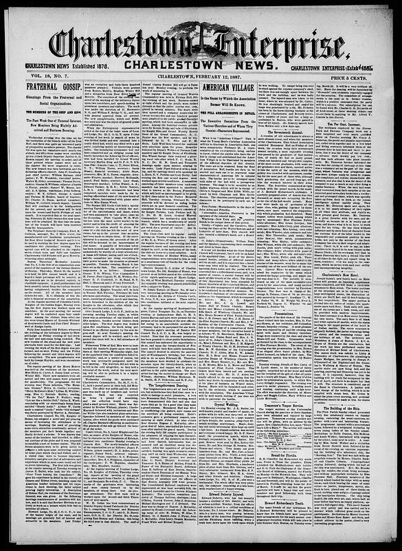 Charlestown Enterprise, Charlestown News, February 12, 1887 Digital Commonwealth