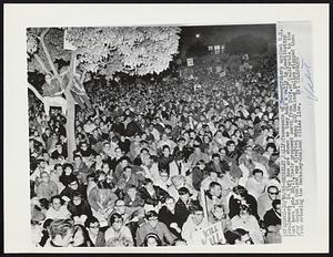 Thousands of demonstrators against U.S. involvement in Vietnam are shown as they hold a rally in Constitution Park here late 10/15. Their proposed march from Univ. of California to the Army depot in Oakland was diverted when 400 Oakland police stopped them from crossing the Berkeley-Oakland cities line.