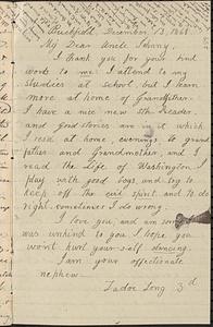 Letter from Zadoc Long III to John D. Long, December 13, 1868