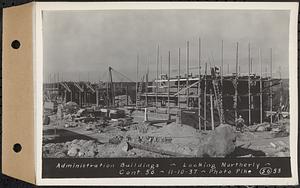 Contract No. 56, Administration Buildings, Main Dam, Belchertown, administration building, looking northerly, Belchertown, Mass., Nov. 10, 1937