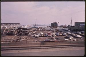 Cars parked by the water, Commercial Wharf in the background