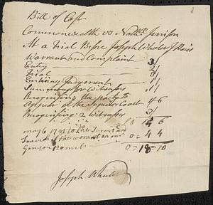 Bill of Costs, Justice of the Peace