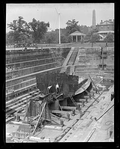 Building a vessel in dry dock, Charlestown Navy Yard