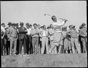 Gene Sarazen, famous golfer from Lakeville Golf and Country Club, Great Neck, Long Island, golfing at Wollaston
