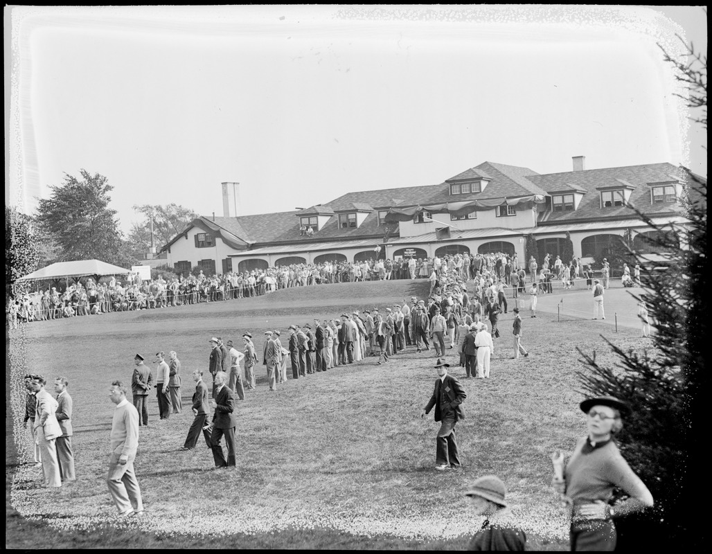 Crowds next to Belmont Club House during tournament